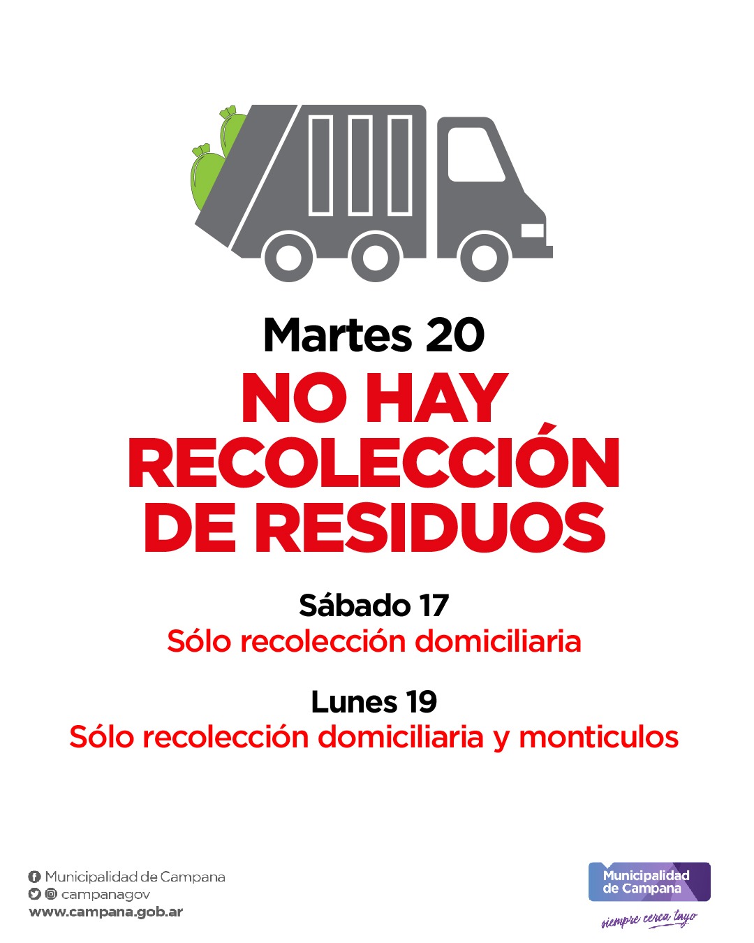 Flyer recolección de residuos días feriados